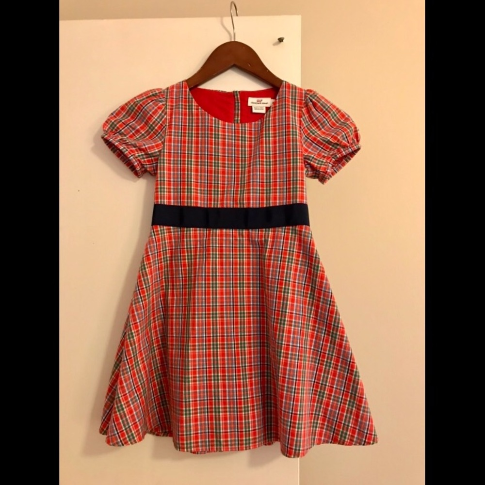 Vineyard Vines Red Plaid Girls Holiday Dress